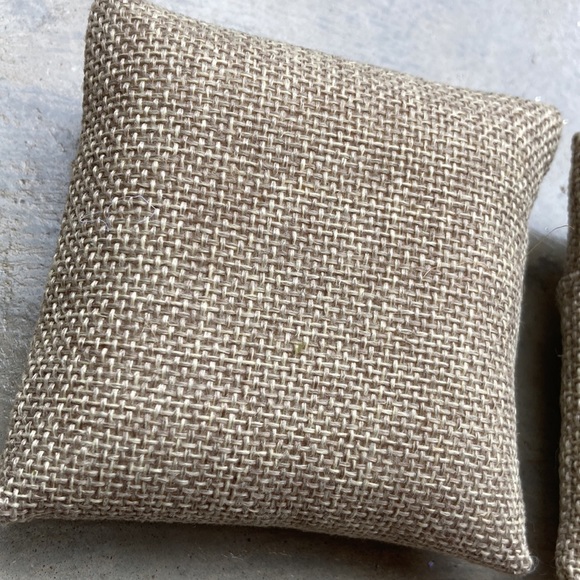 Two natural jute miniature pillows. 3 inch square. - Picture 2 of 5